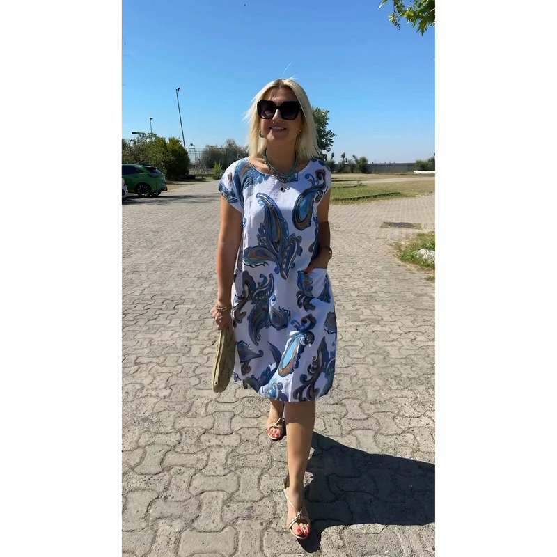 Sommerkleid für Frauen - lose Passform - atmungsaktives Material - runder Ausschnitt