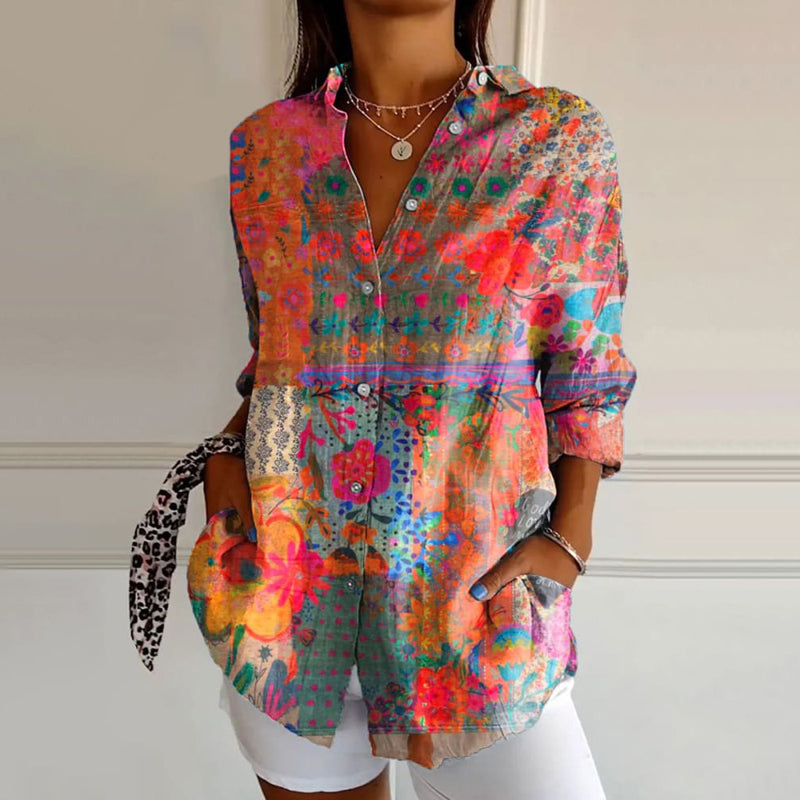 Damenmode Bluse – Blumenmuster – Leichtes Material – Vielseitiger Stil