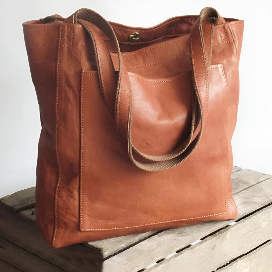 Damen-Lederhandtasche – Vintage-Stil – Geräumiger Innenraum – Weiches Material