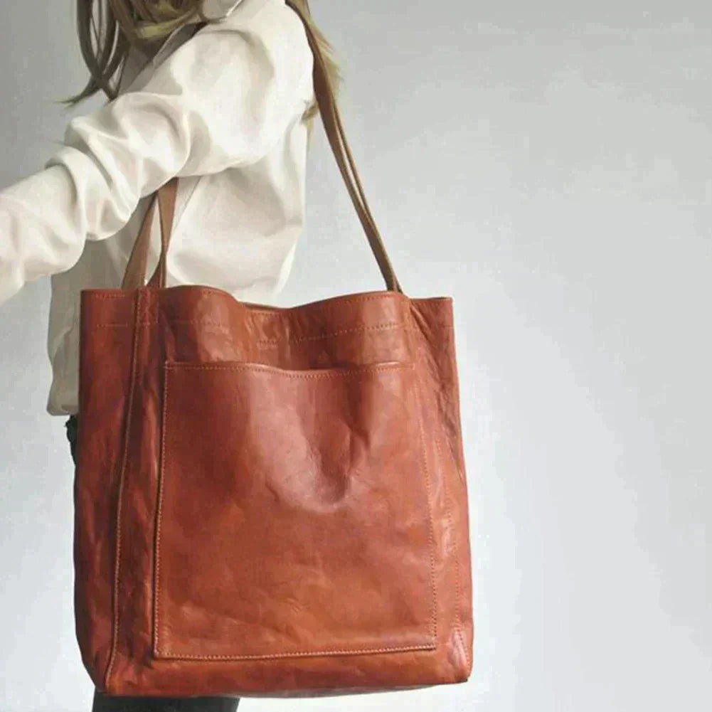 Damen-Lederhandtasche – Vintage-Stil – Geräumiger Innenraum – Weiches Material
