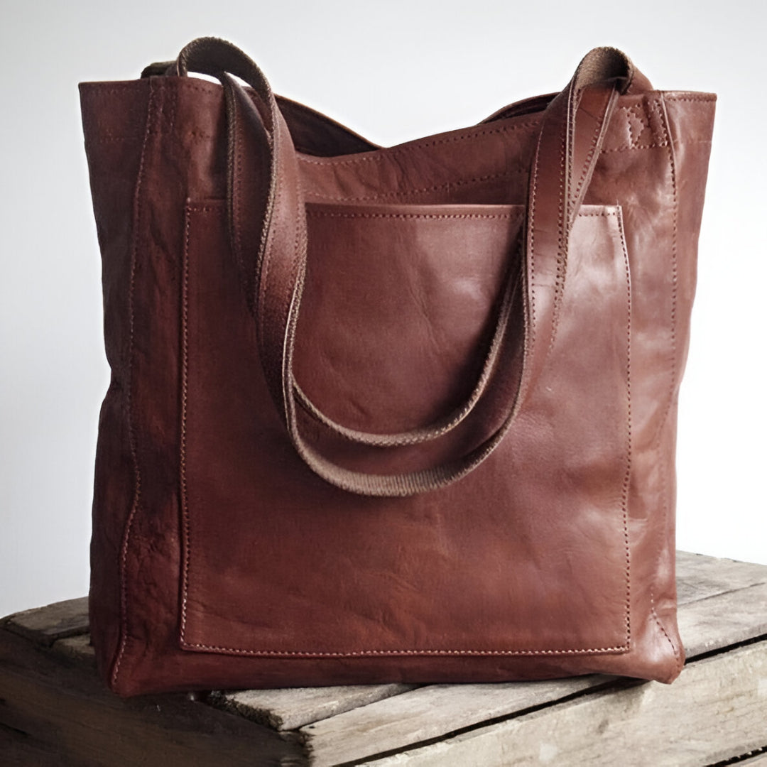 Damen-Lederhandtasche – Vintage-Stil – Geräumiger Innenraum – Weiches Material
