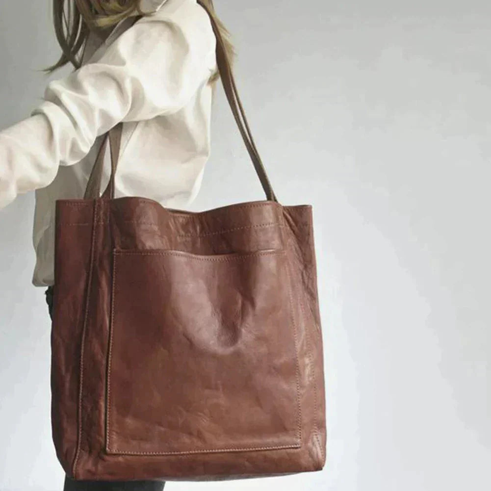 Damen-Lederhandtasche – Vintage-Stil – Geräumiger Innenraum – Weiches Material