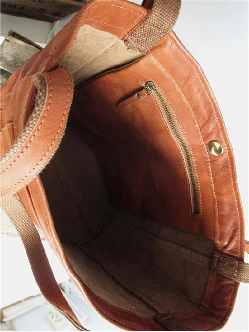 Damen-Lederhandtasche – Vintage-Stil – Geräumiger Innenraum – Weiches Material