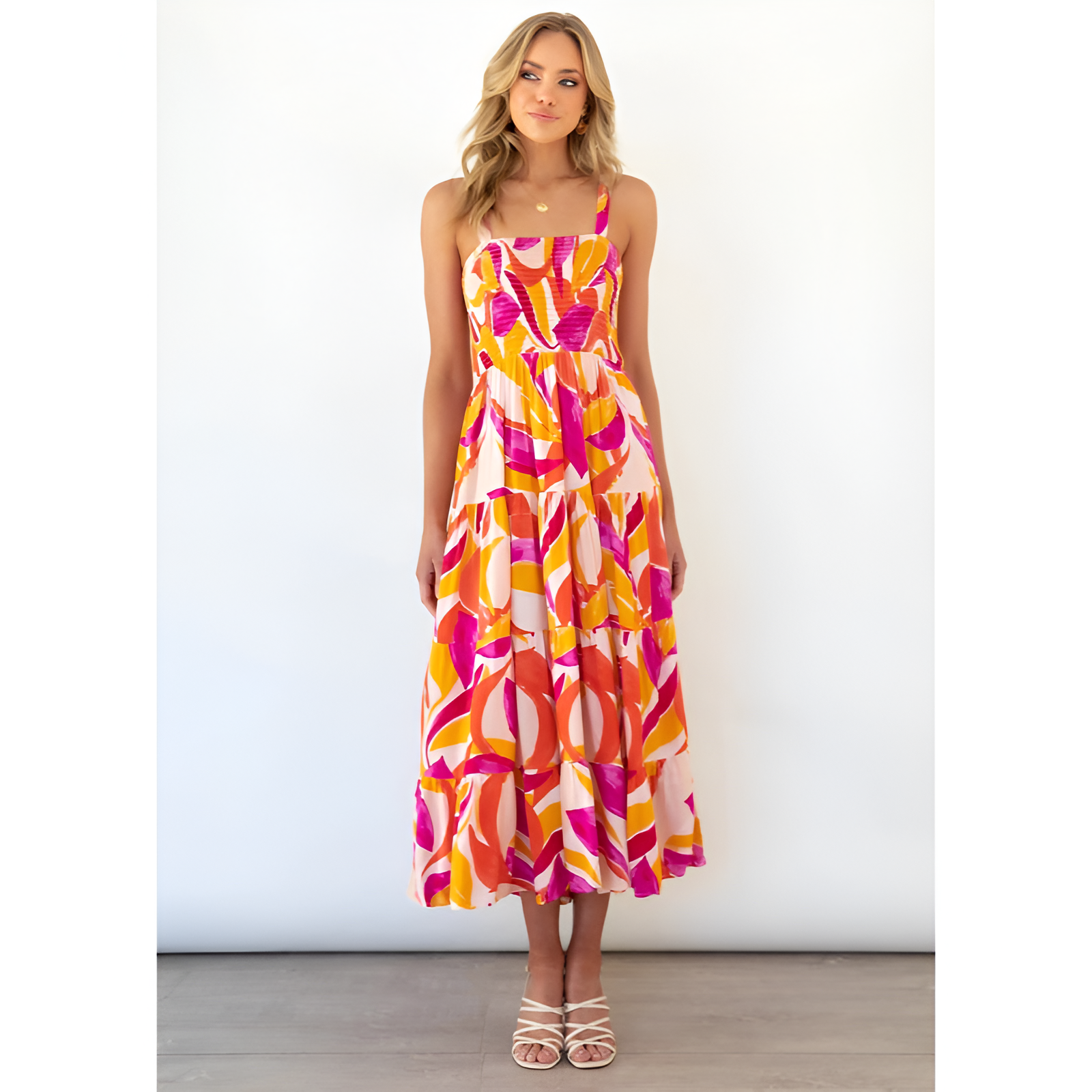 Casual-Kleid für Damen – Lebhafter Print – Elastischer Bund – Atmungsaktiver Stoff