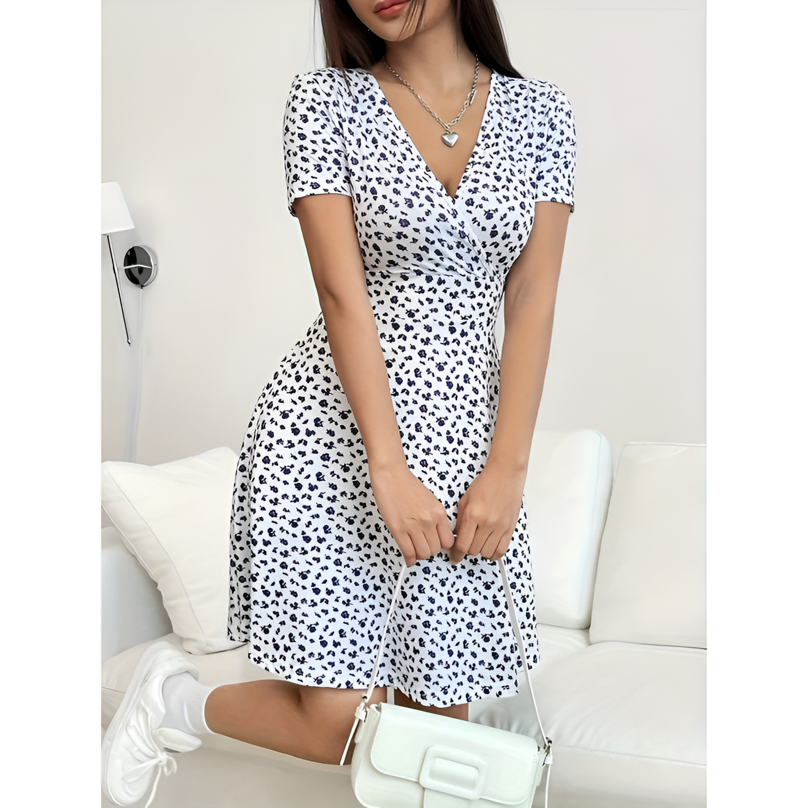 Minikleid für Damen – Bedrucktes Design – Atmungsaktiver Stoff – Vielseitiger Stil