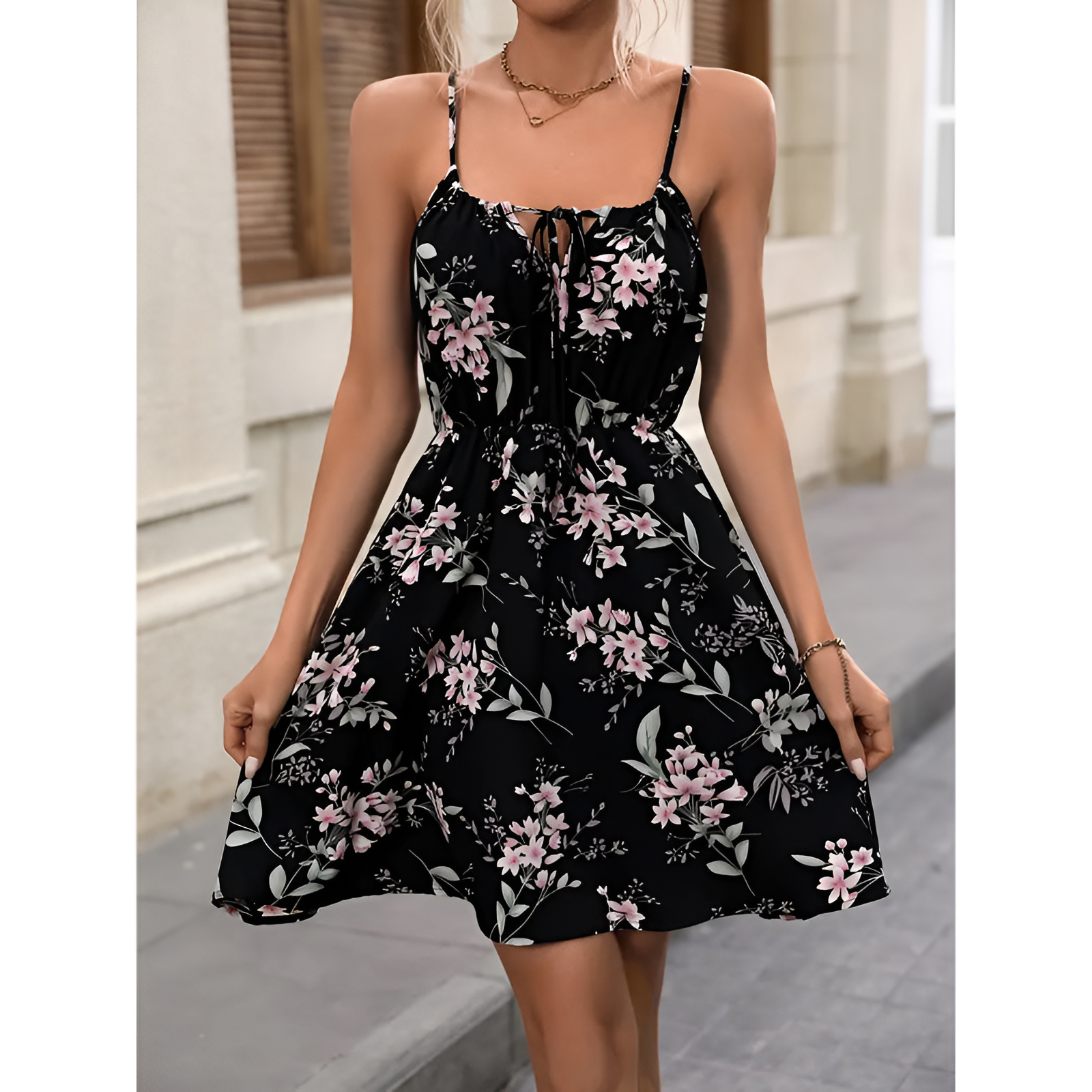 Damenkleid – Lebendige Blumen – 100 % Baumwolle – Leichtes Tragegefühl