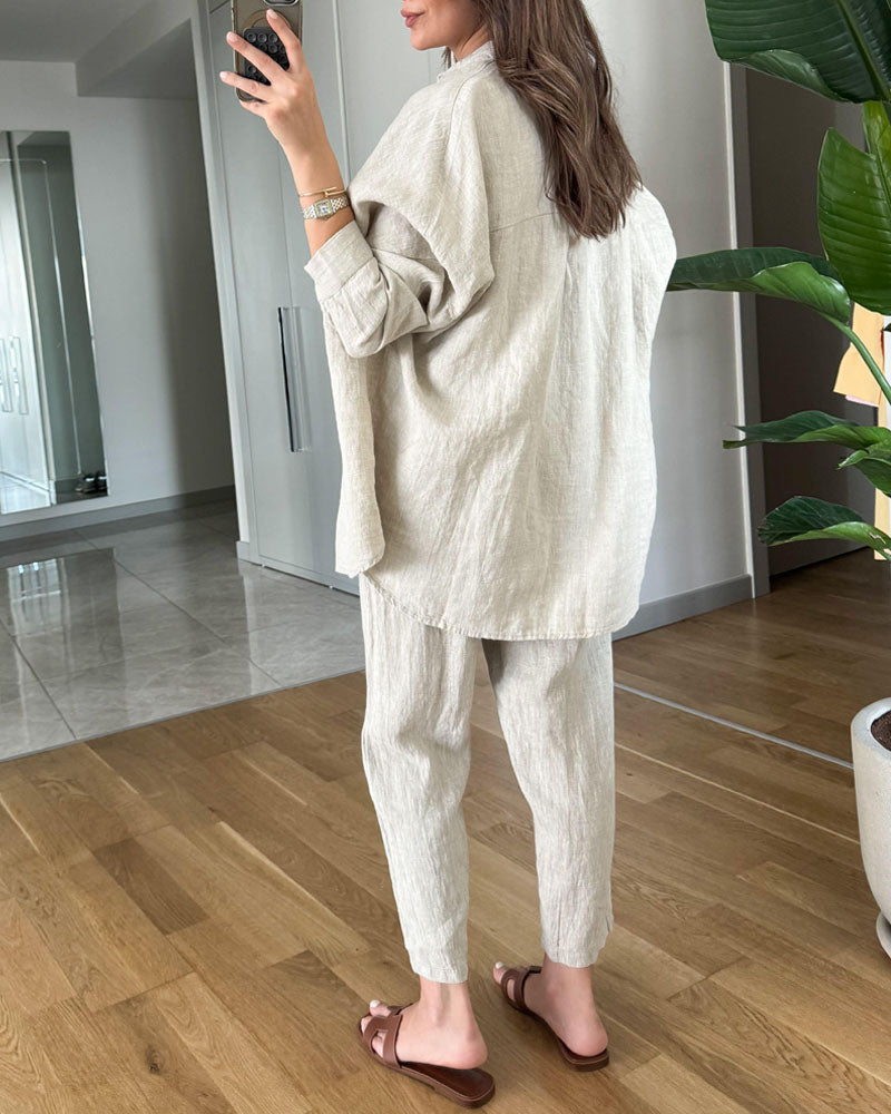 Zweiteiliges Set für Damen – Strukturiertes Oberteil – Bequeme Passform – Eleganter Look