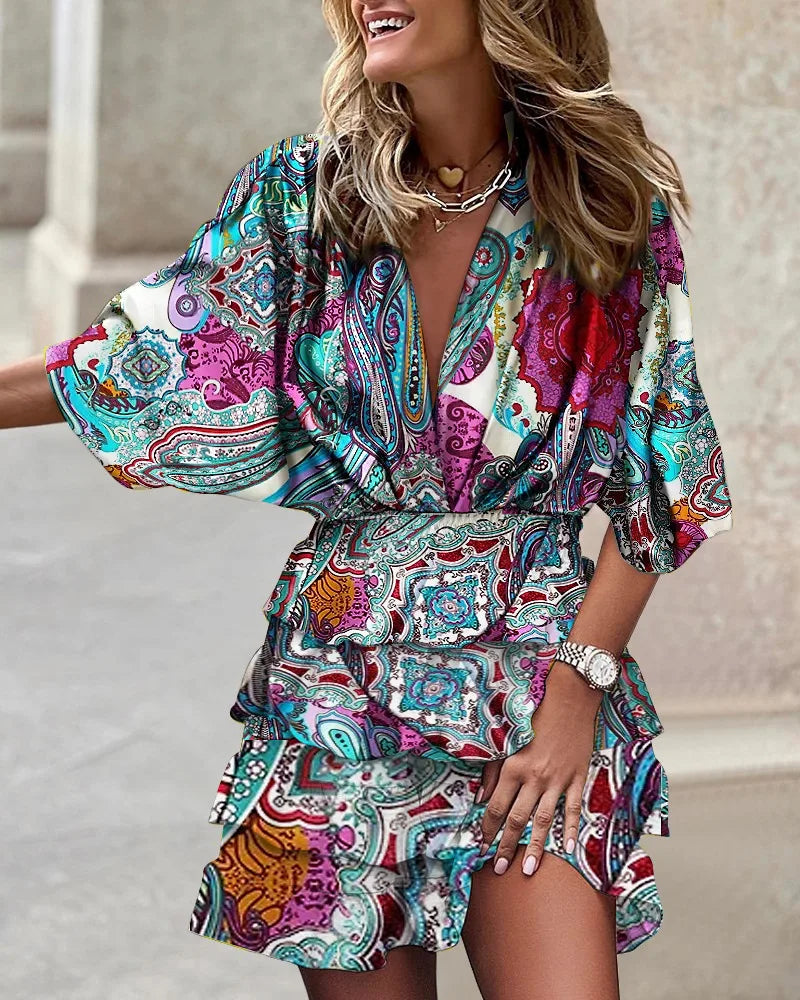 Blumiges Boho-Kleid mit Rüschen – Eleganter und Luftiger Sommerlook