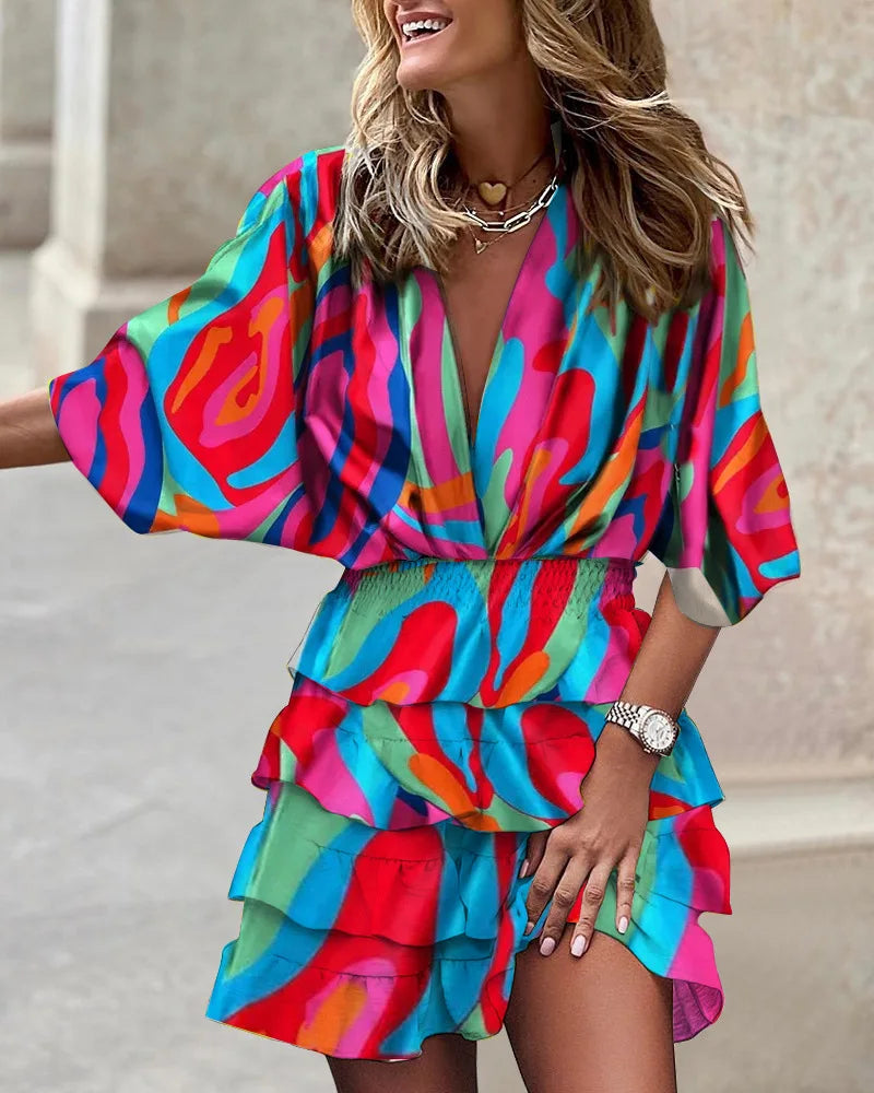 Blumiges Boho-Kleid mit Rüschen – Eleganter und Luftiger Sommerlook