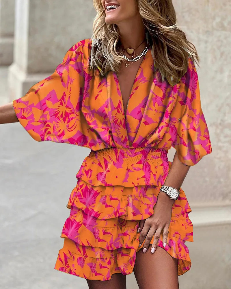 Blumiges Boho-Kleid mit Rüschen – Eleganter und Luftiger Sommerlook