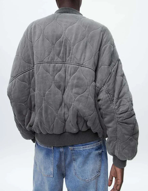 Damen-Bomberjacke – Oversize-Passform – Leicht gewattert – Gerippte Bündchen