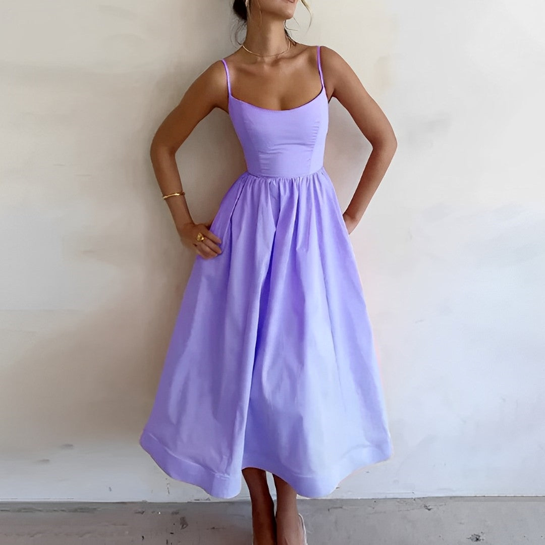 Elegantes Midikleid mit Spaghettiträgern – Rosa