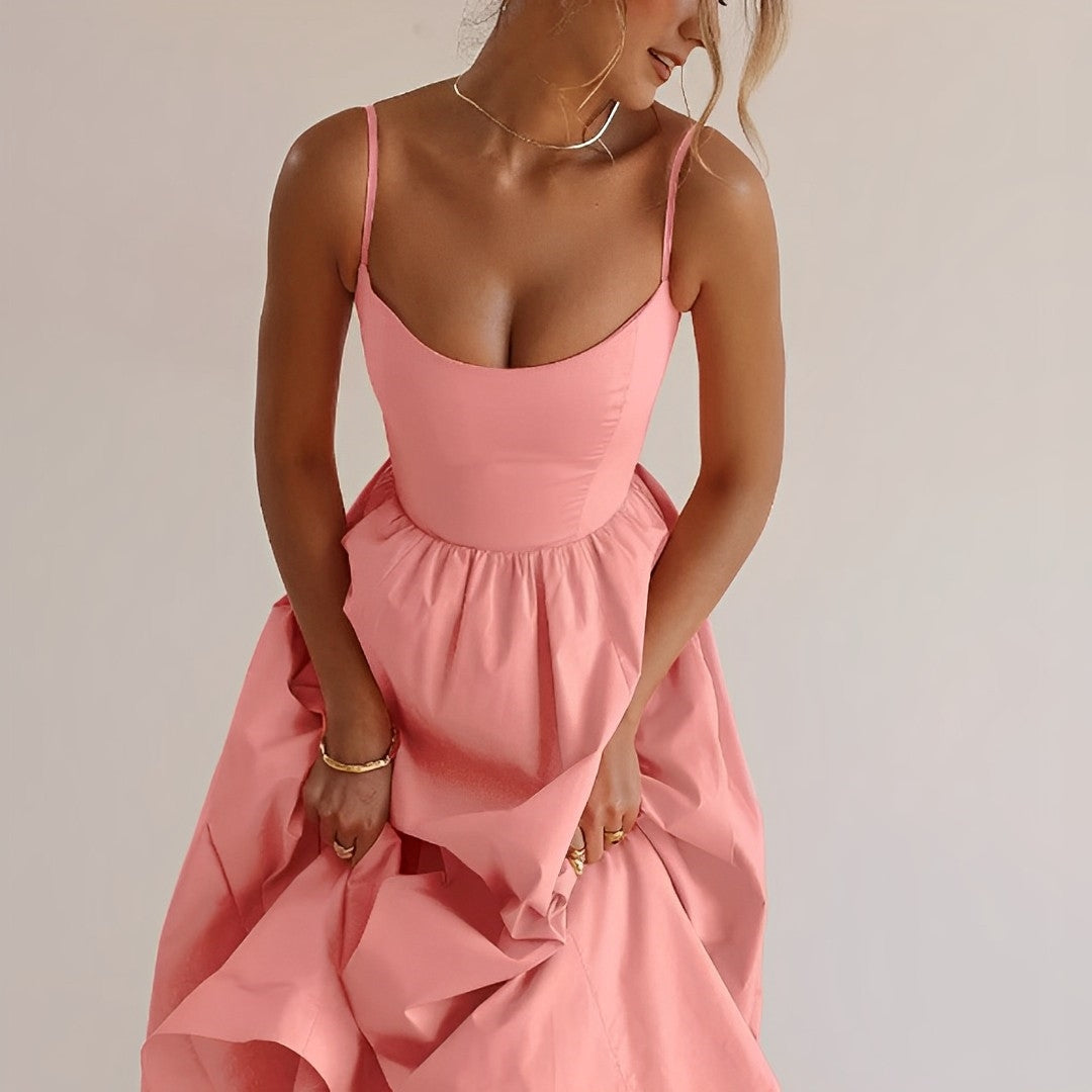 Elegantes Midikleid mit Spaghettiträgern – Rosa