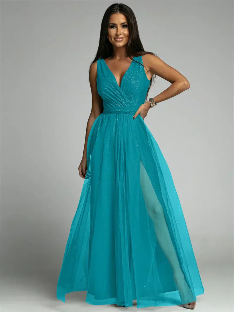 Elegantes V-Ausschnitt Kleid