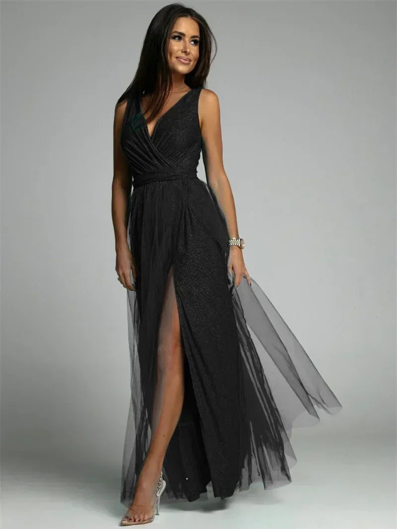 Elegantes V-Ausschnitt Kleid