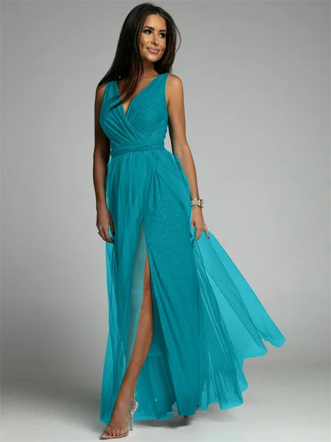 Elegantes V-Ausschnitt Kleid