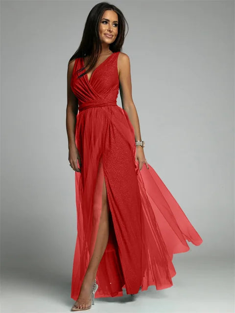 Elegantes V-Ausschnitt Kleid