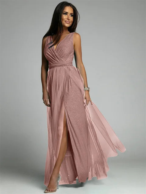 Elegantes V-Ausschnitt Kleid
