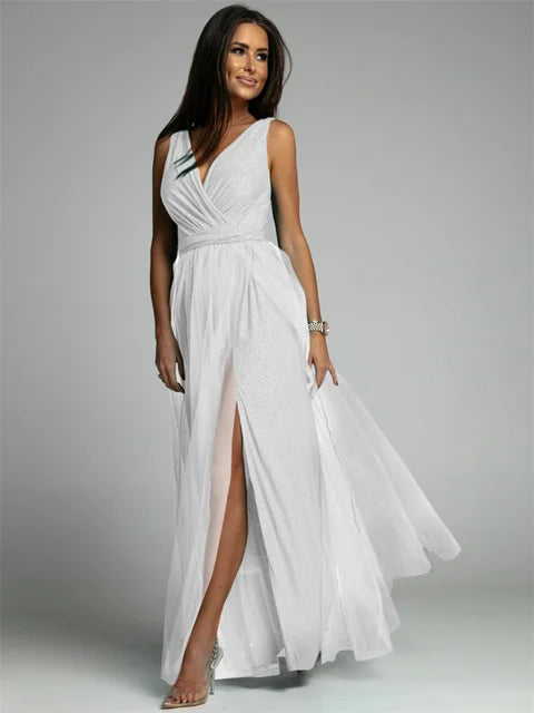 Elegantes V-Ausschnitt Kleid