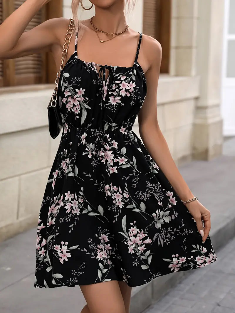 Damenkleid – Lebendige Blumen – 100 % Baumwolle – Leichtes Tragegefühl
