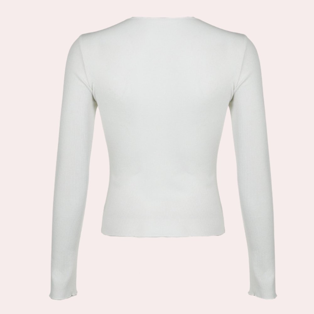 Geripptes Langarmshirt für den täglichen Tragekomfort