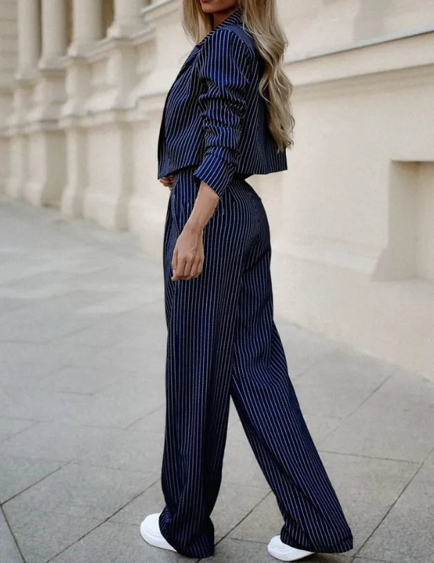 Gestreiftes Zweiteiler-Set mit Blazer – Eleganter Business-Look mit modernem Touch