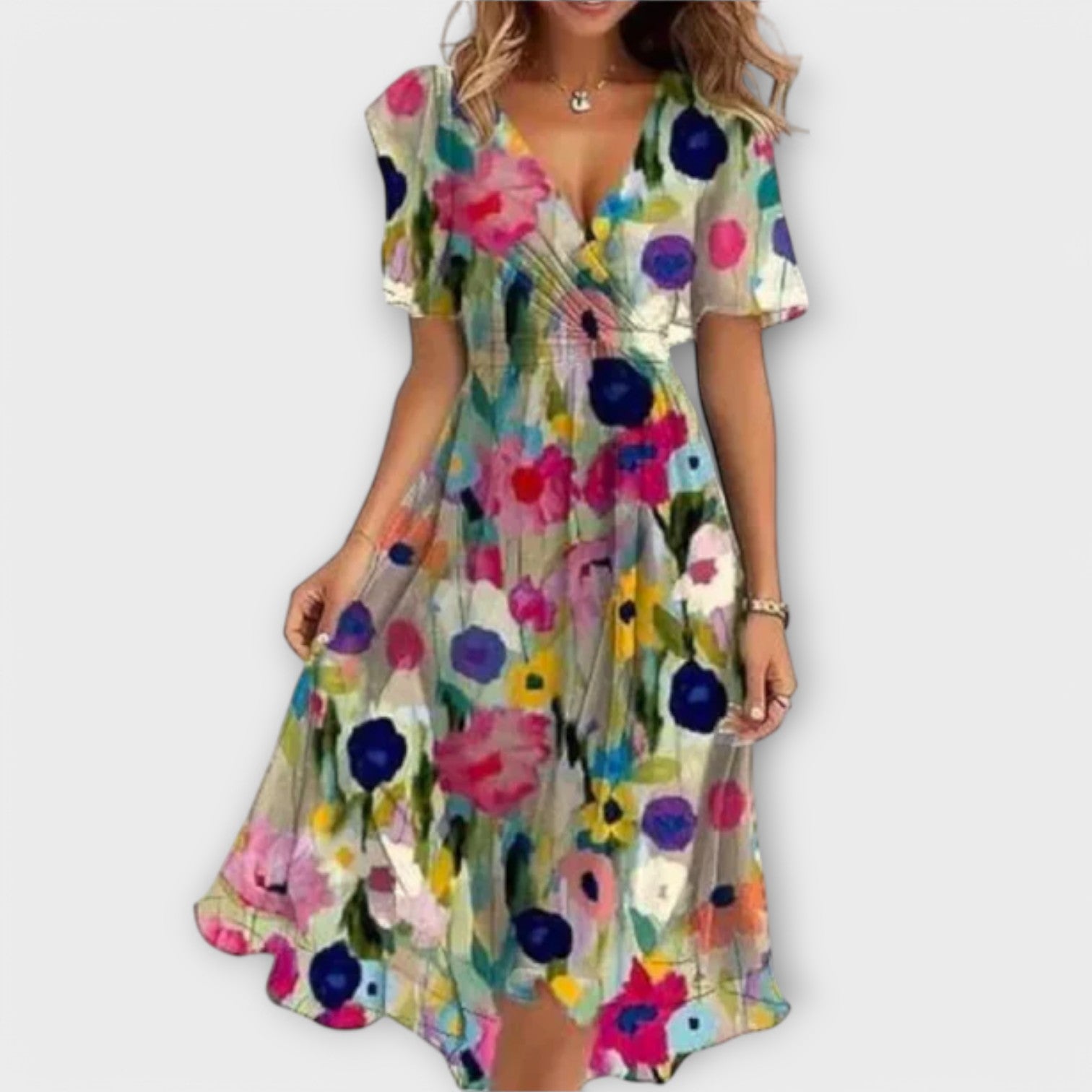 Damenkleid – V-Ausschnitt – Atmungsaktives Gewebe – Slim Fit