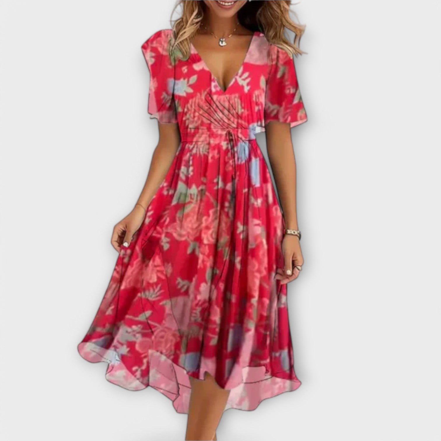 Damenkleid – V-Ausschnitt – Atmungsaktives Gewebe – Slim Fit