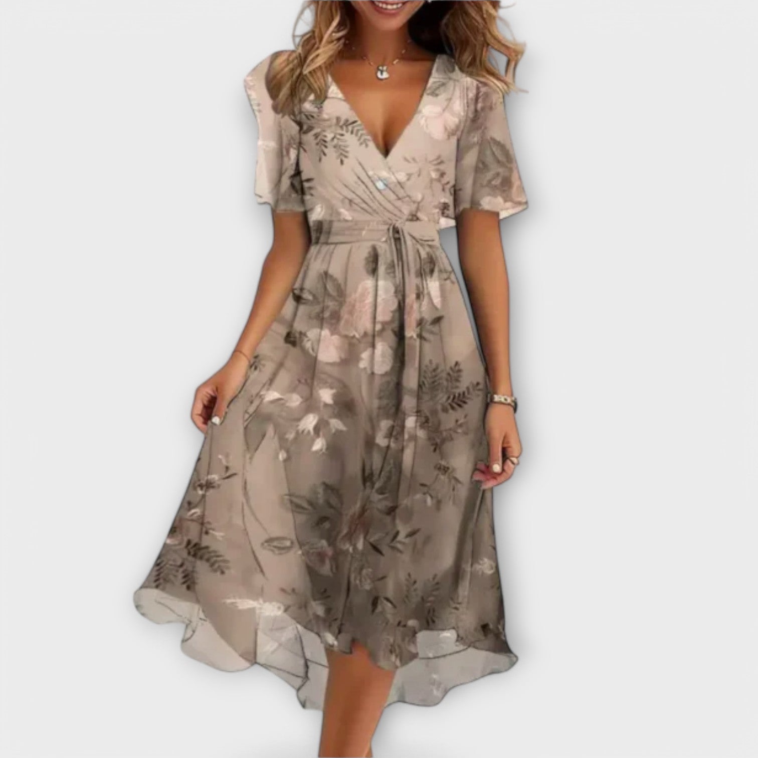 Damenkleid – V-Ausschnitt – Atmungsaktives Gewebe – Slim Fit