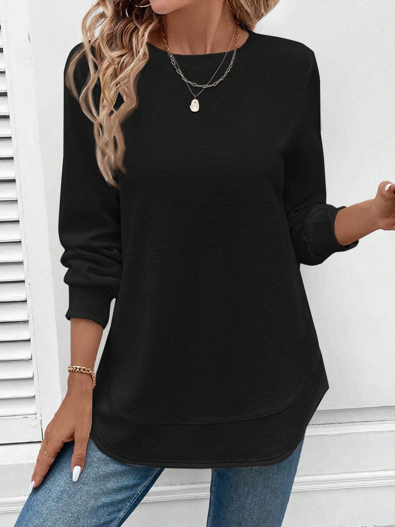 Langarmshirt mit Rundhalsausschnitt – Minimalistisch & Bequem für den Alltag