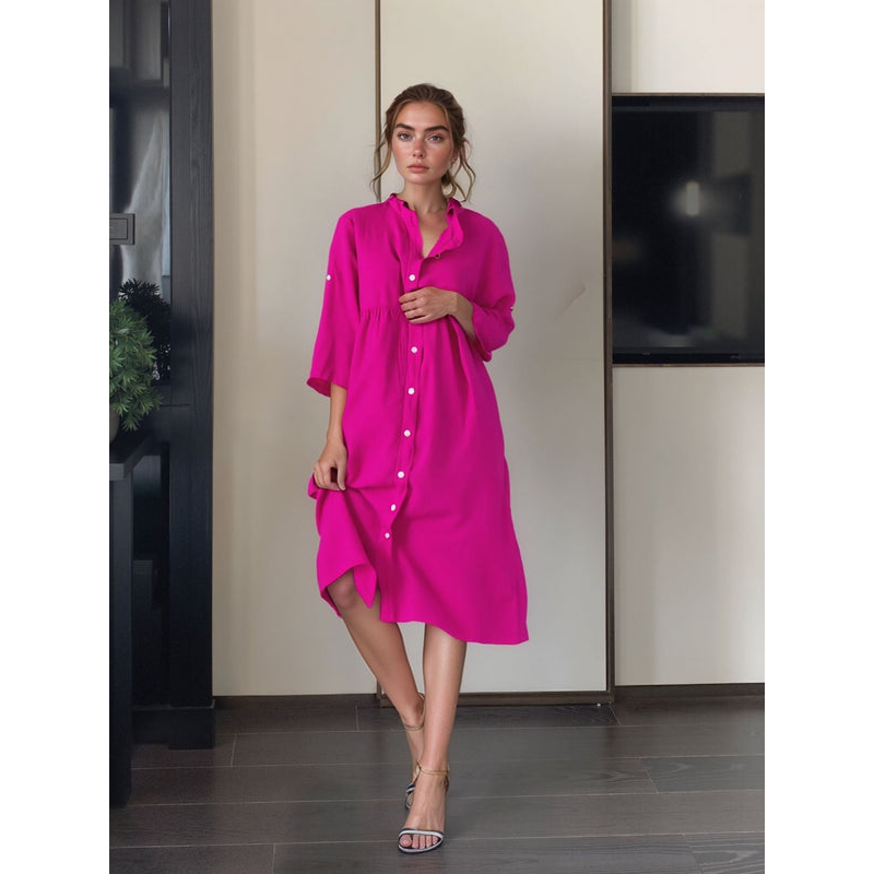 Midi-Kleid für Damen – Knopfleiste vorne – Elegante Passform – Auffälliges Design
