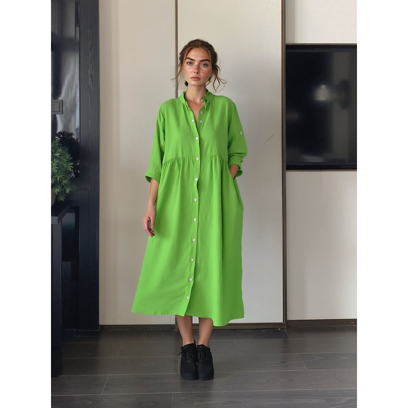 Midi-Kleid für Damen – Knopfleiste vorne – Elegante Passform – Auffälliges Design