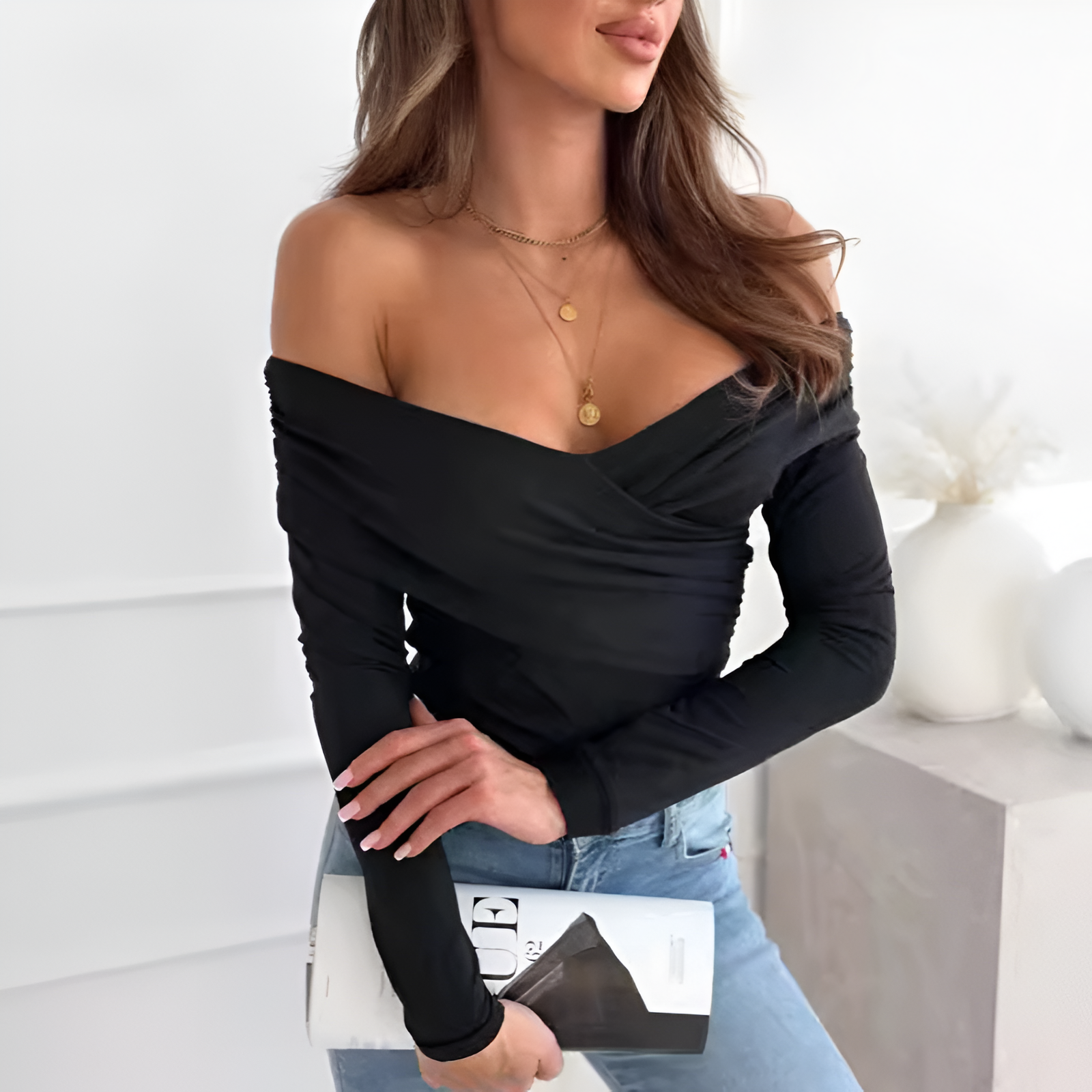 Off-Shoulder-Top für Damen – Lässig-schick – Vielseitiger Look – Bequeme Passform