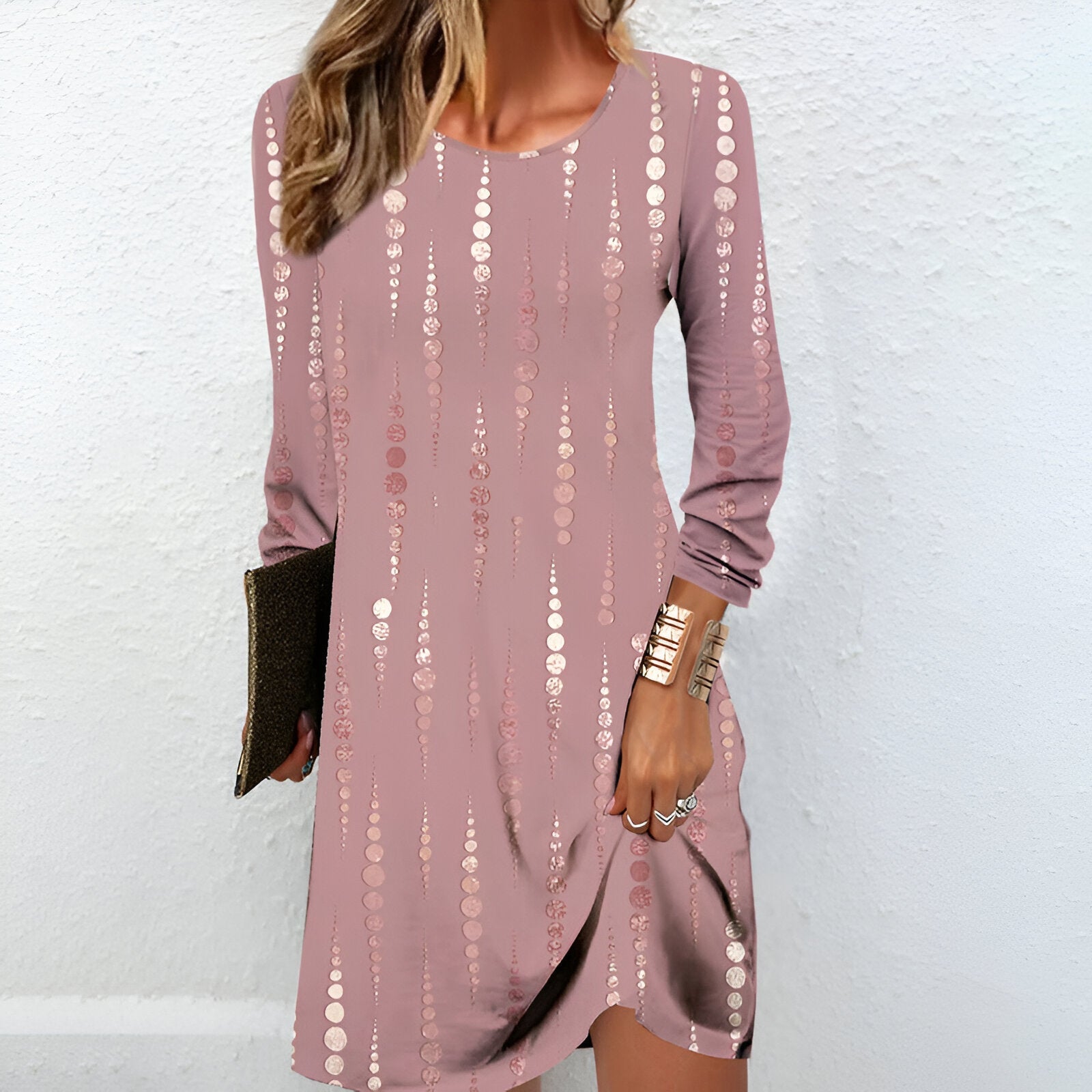 Damen-Midikleid – Elegante Punkte – Bequeme Passform – Weiches Material