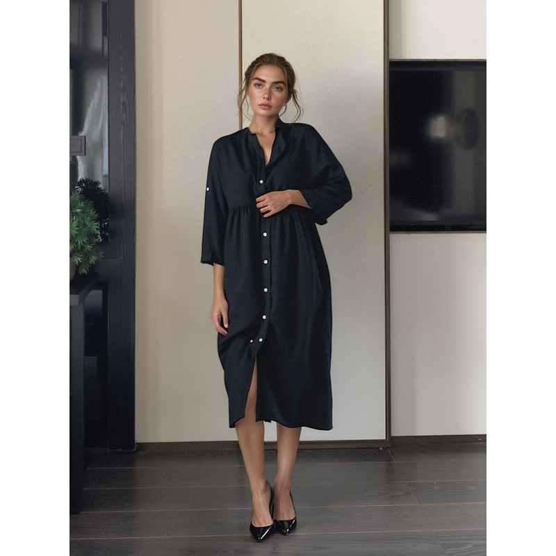 Midi-Kleid für Damen – Knopfleiste vorne – Elegante Passform – Auffälliges Design
