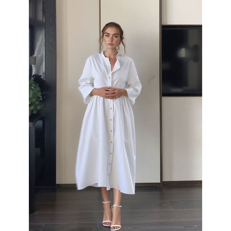 Midi-Kleid für Damen – Knopfleiste vorne – Elegante Passform – Auffälliges Design