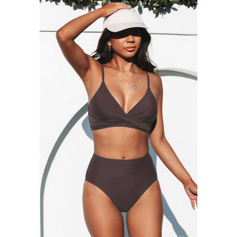 Zweiteiliger Badeanzug für Damen – Hohe Taille – Stilvolles Wickeldesign – Bequeme Passform