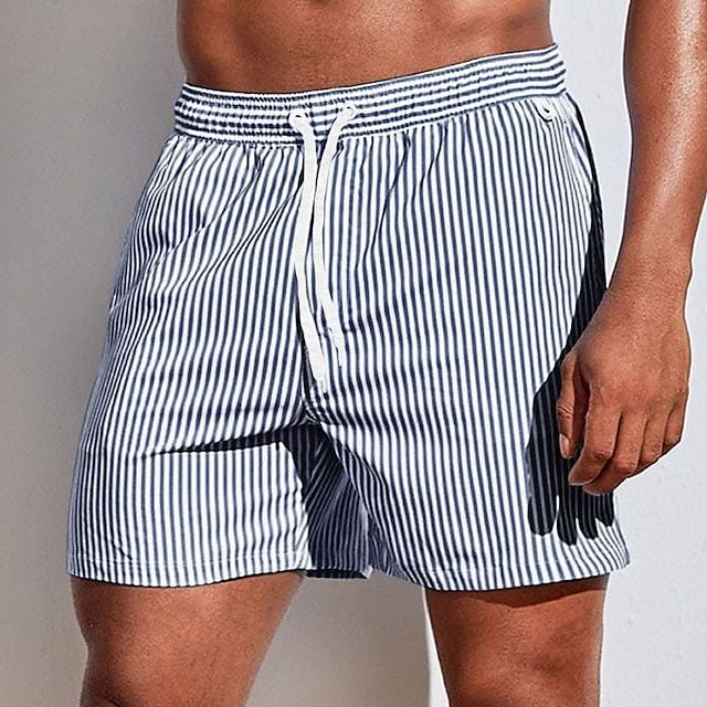 Herren-Sommerhose – Gestreiftes Design – 100 % Baumwolle – Leichte Passform