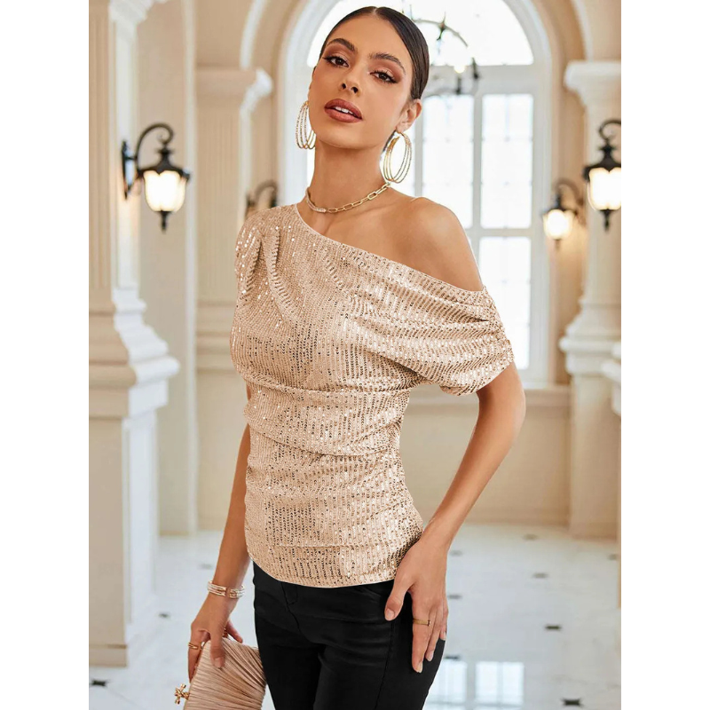 Damenoberteil – Glänzendes Finish – Festlicher Stil – Weiches Futter