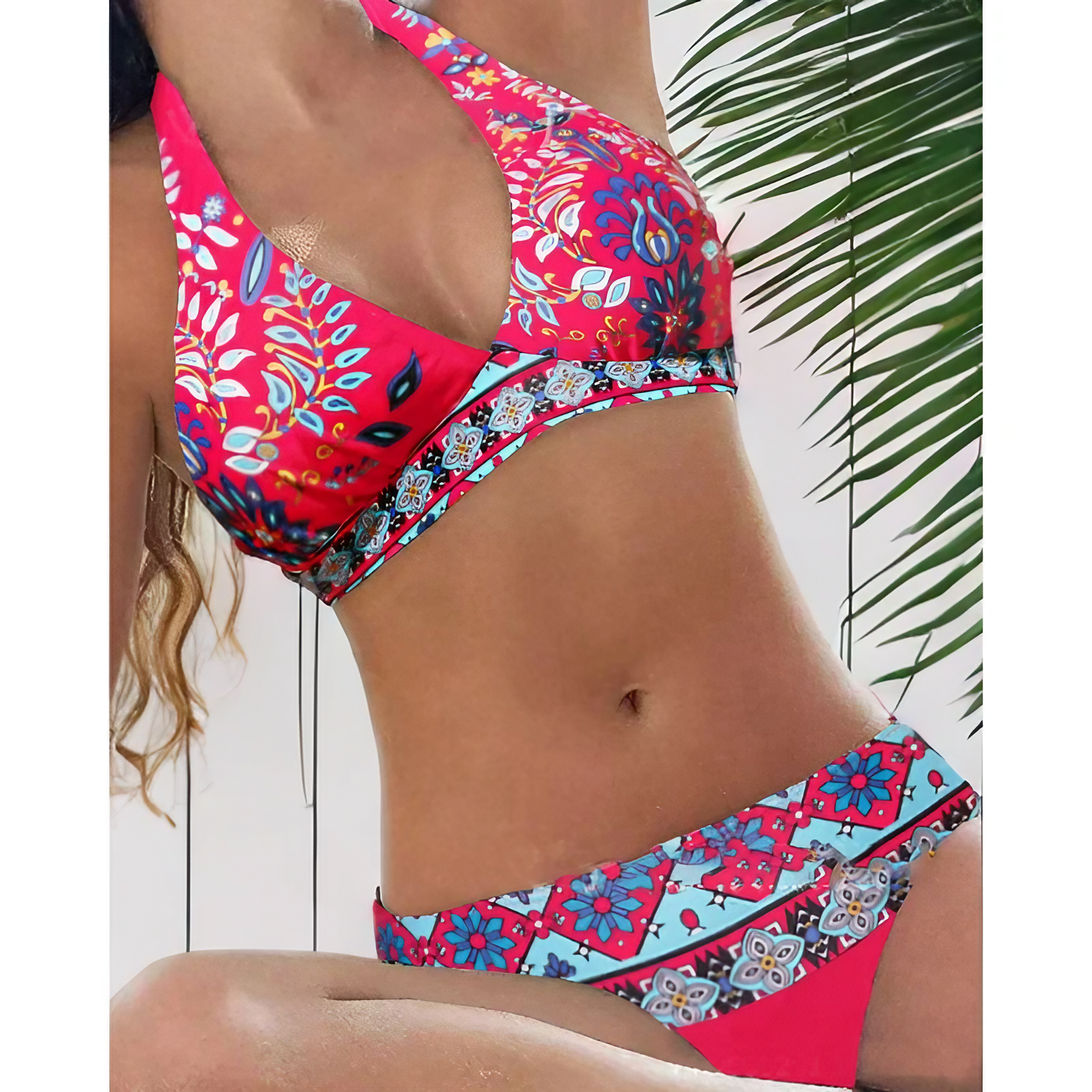 Damen-Strandbekleidung – Stilvoller Kombi-Print – Bequemes Material – Selbstbewusster Look