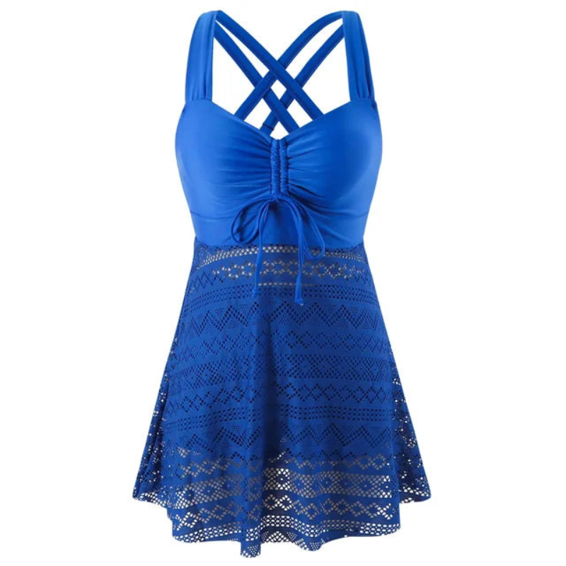 Tankini-Outfit für Damen – Leichter Rock – Vollständige Abdeckung – Bequemes Stretchmaterial