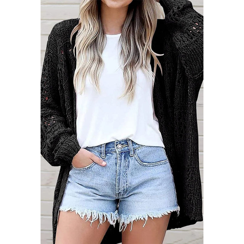 Übergroße Strickjacke für Damen – Boho-Look – Leichter Stoff – Lässige Passform