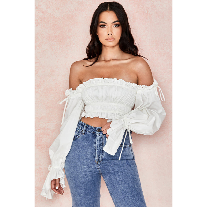 Off-Shoulder-Crop-Top für Damen – Trendiger Sommerlook – Weiche Baumwolle – Normale Passform