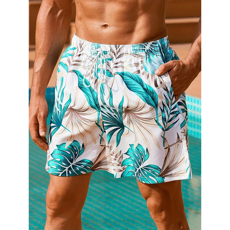 Heren zwembroek – Stijlvol tropisch patroon – Nauwsluitende pasvorm – Voor gebruik in het zwembad en op het strand