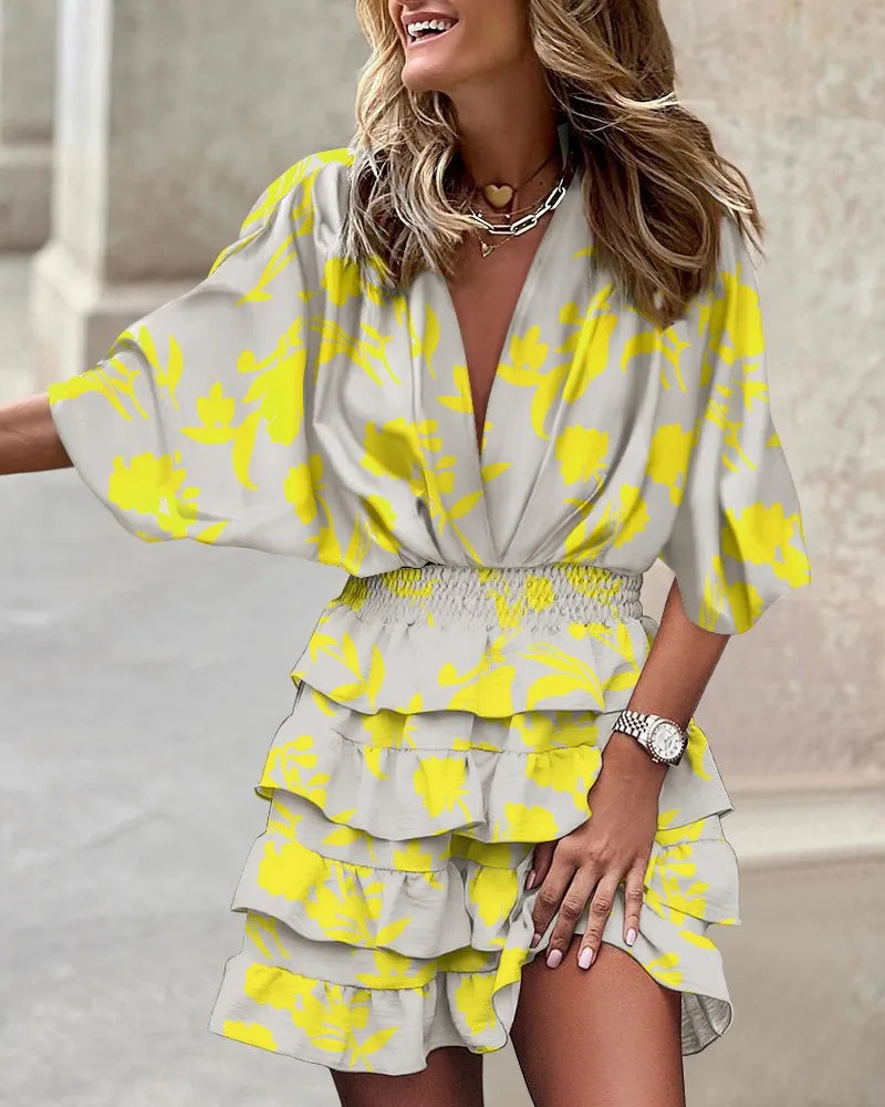 Blumiges Boho-Kleid mit Rüschen – Eleganter und Luftiger Sommerlook