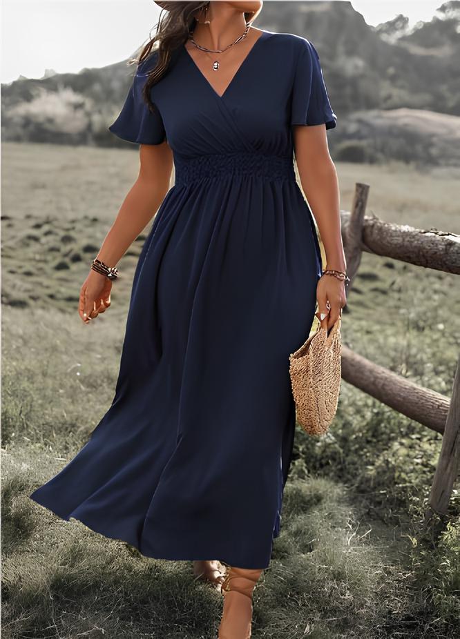 Elegantes Maxikleid mit Wickeldetail – Femininer Boho-Stil