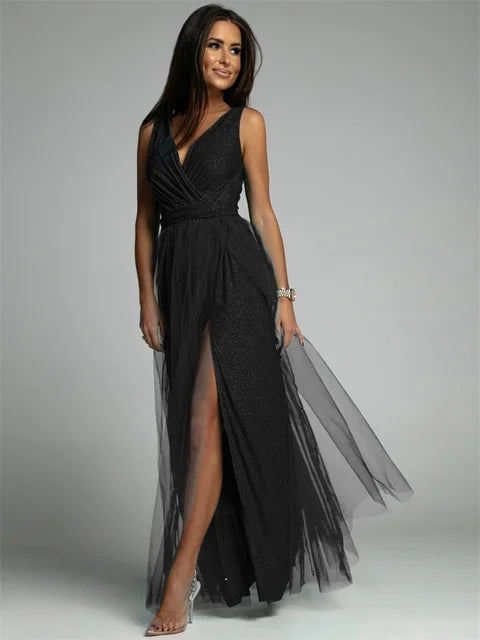 Elegantes V-Ausschnitt Kleid