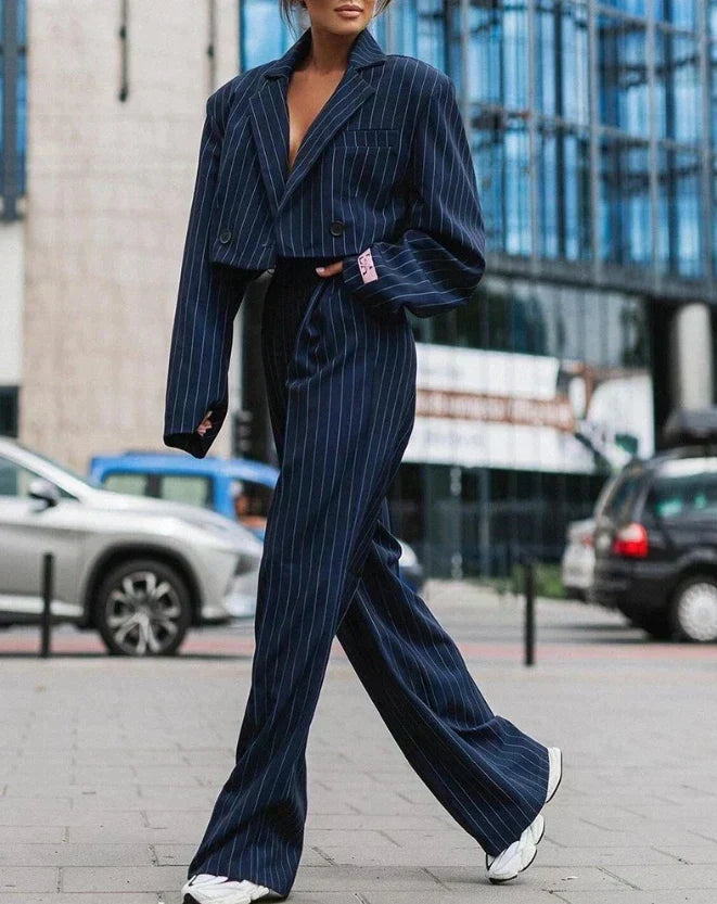 Gestreiftes Zweiteiler-Set mit Blazer – Eleganter Business-Look mit modernem Touch