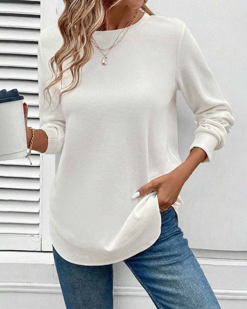 Langarmshirt mit Rundhalsausschnitt – Minimalistisch & Bequem für den Alltag