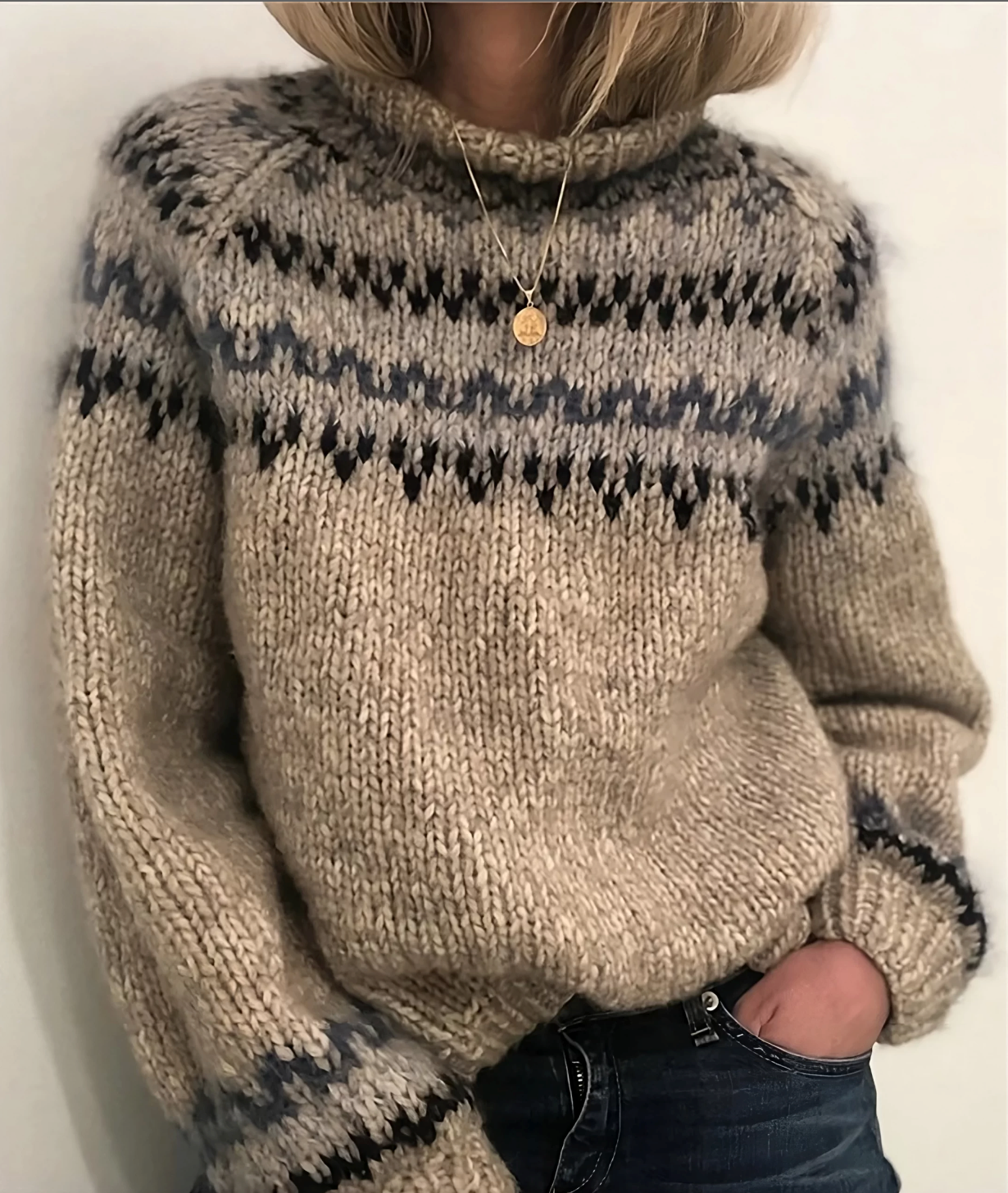 Nordischer Strickpullover mit Muster – Warm & Stylisch für den Winter